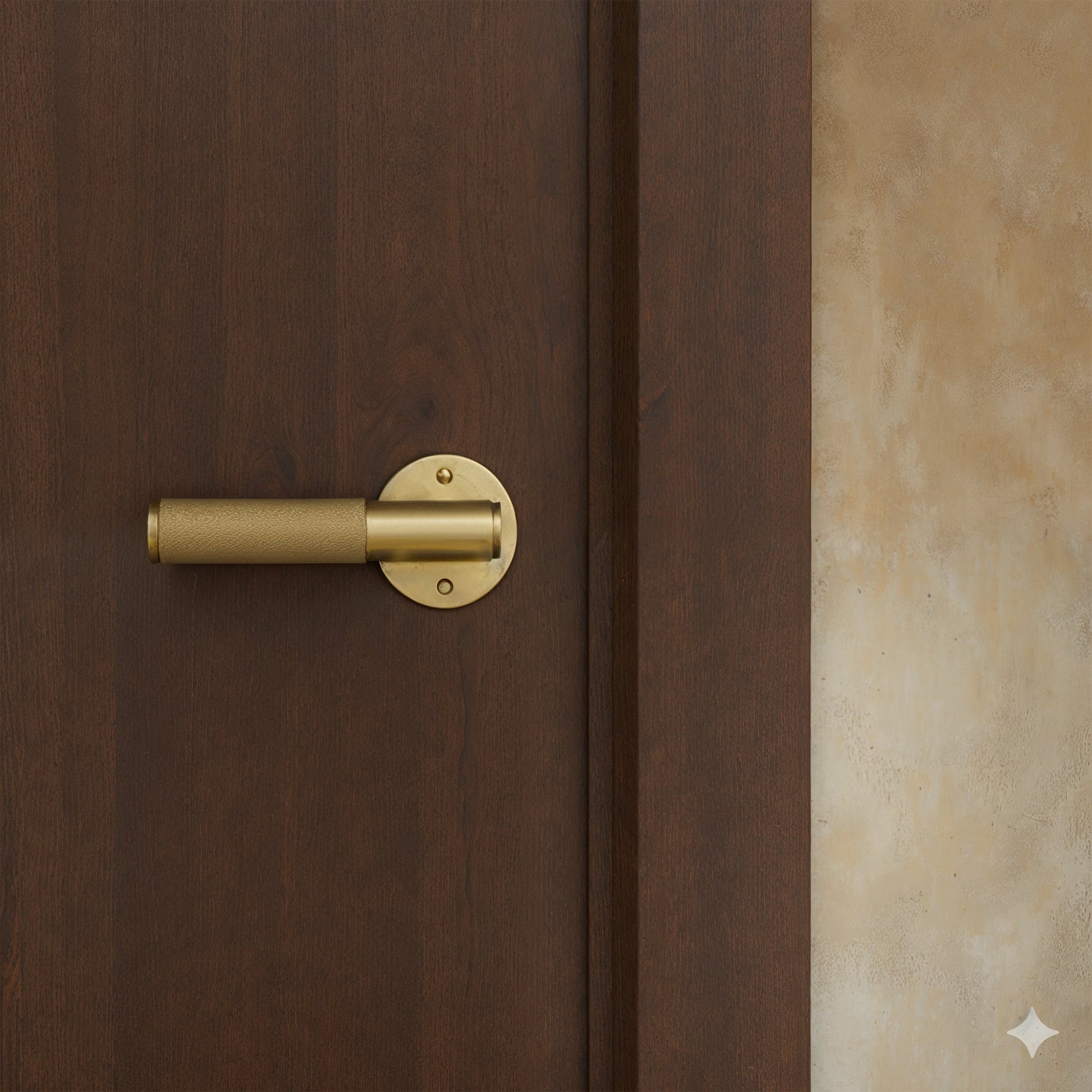Brass Door Handle | Knurled Grip, Square & Round Rosette Options for Modern Interior Design