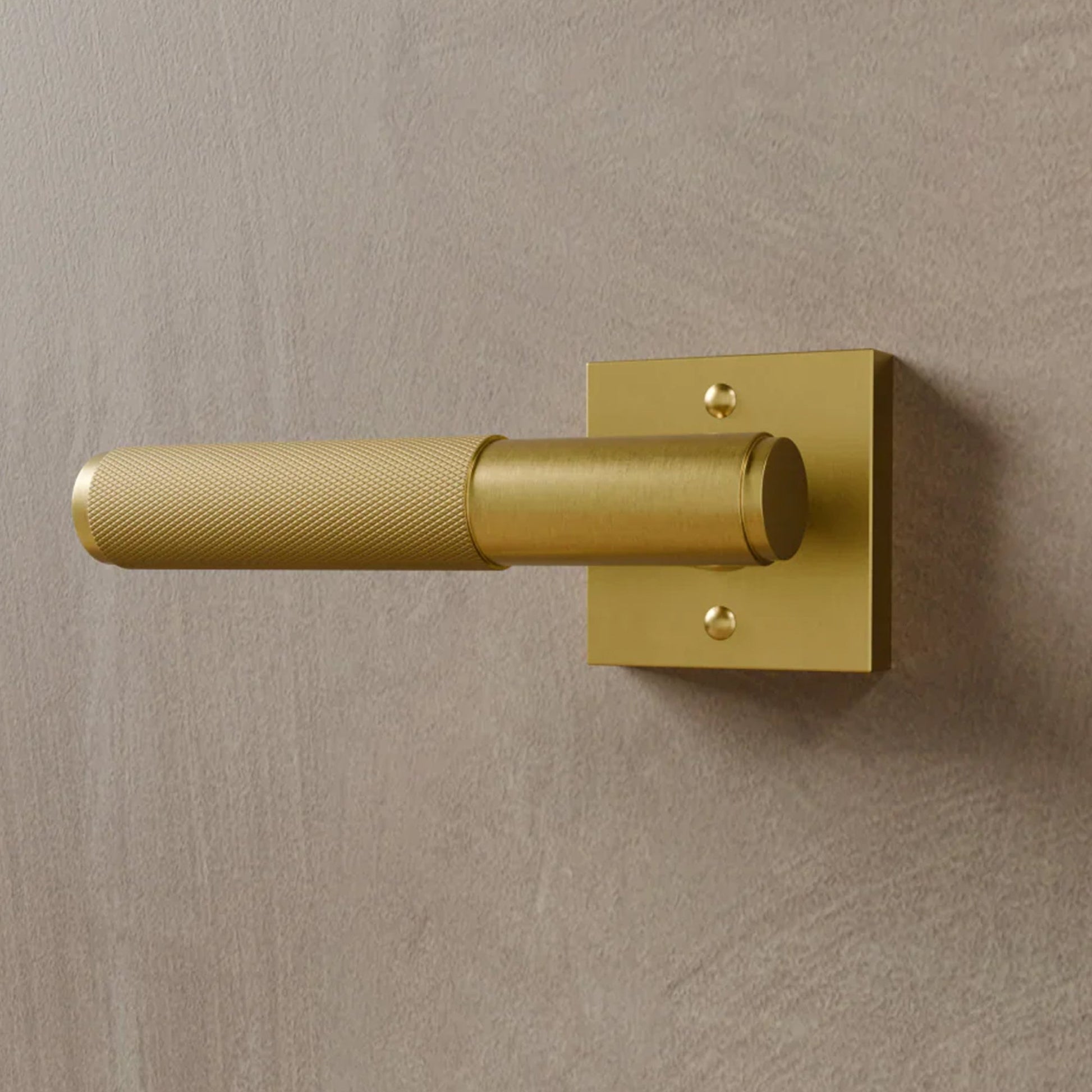 Brass Door Handle | Knurled Grip, Square & Round Rosette Options for Modern Interior Design