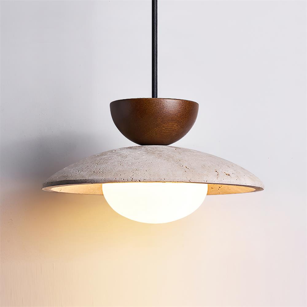 Travertine Pendant Lamp - Modern Stone Lighting Fixture for Dining Room & Kitchen