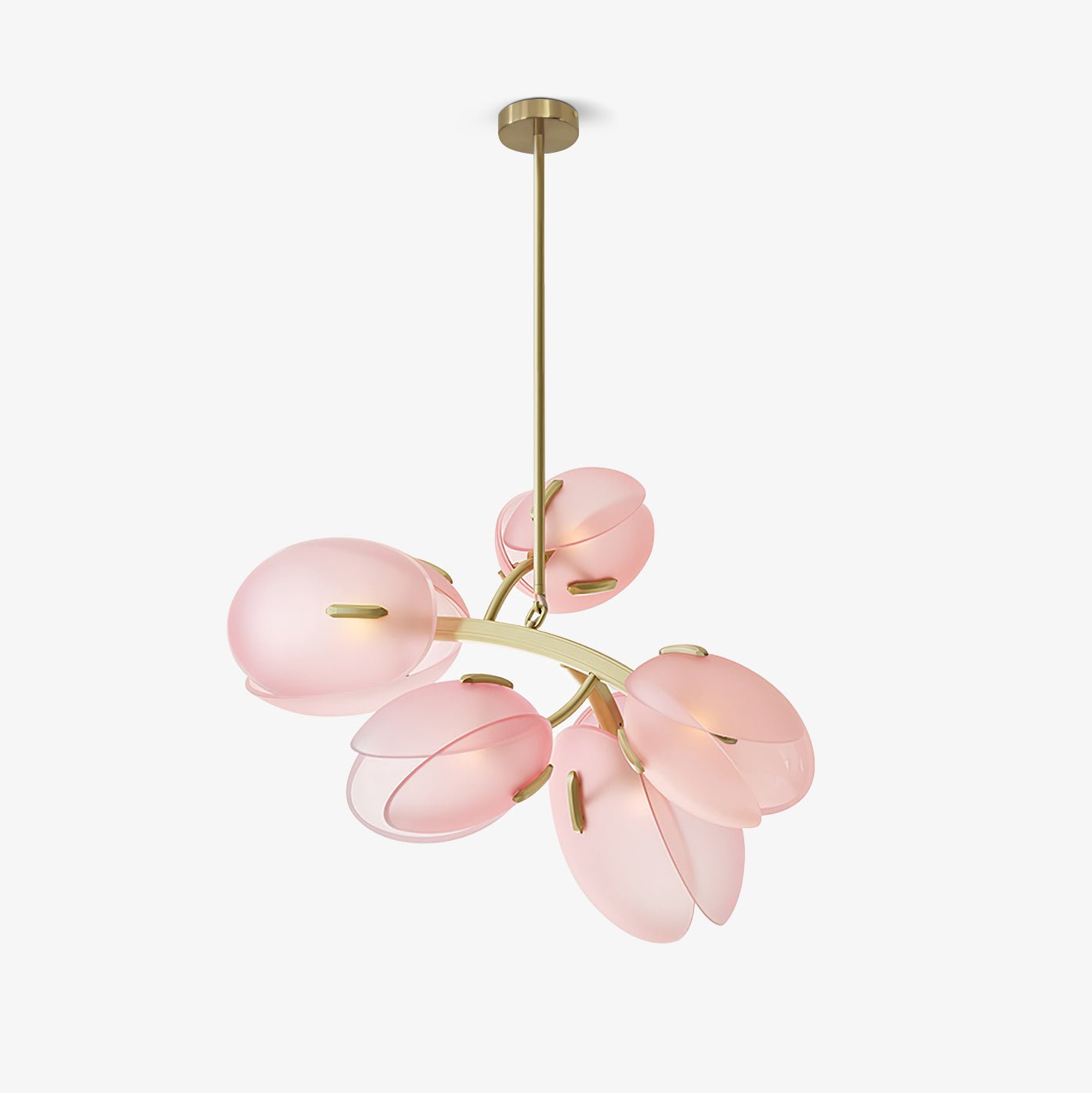 Tulip Bud Chandelier | Hand-Blown Glass, Gold Finish & Ideal for Indoor Spaces