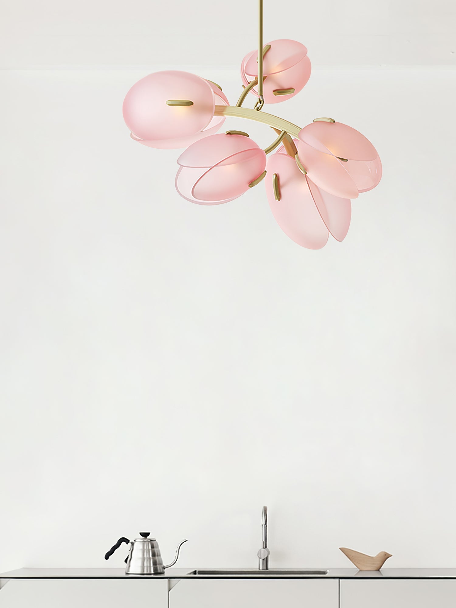 Tulip Bud Chandelier | Hand-Blown Glass, Gold Finish & Ideal for Indoor Spaces