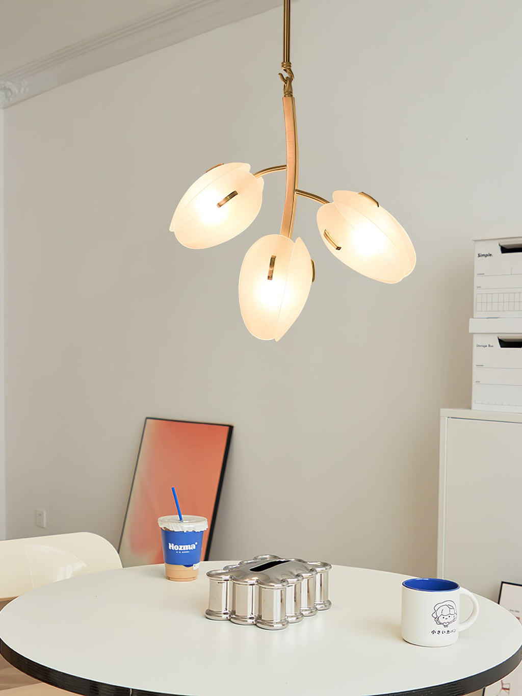 Tulip Bud Chandelier | Hand-Blown Glass, Gold Finish & Ideal for Indoor Spaces