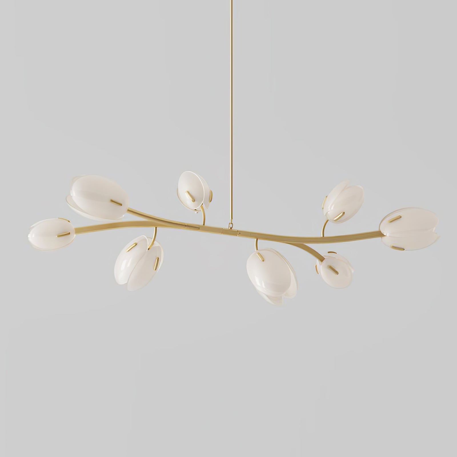 Tulip Bud Chandelier | Hand-Blown Glass, Gold Finish & Ideal for Indoor Spaces