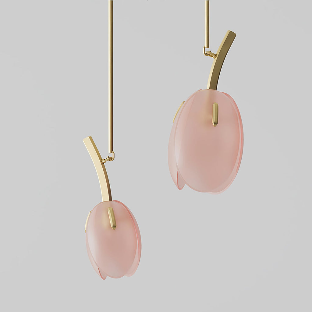 Tulip Bud Chandelier | Hand-Blown Glass, Gold Finish & Ideal for Indoor Spaces