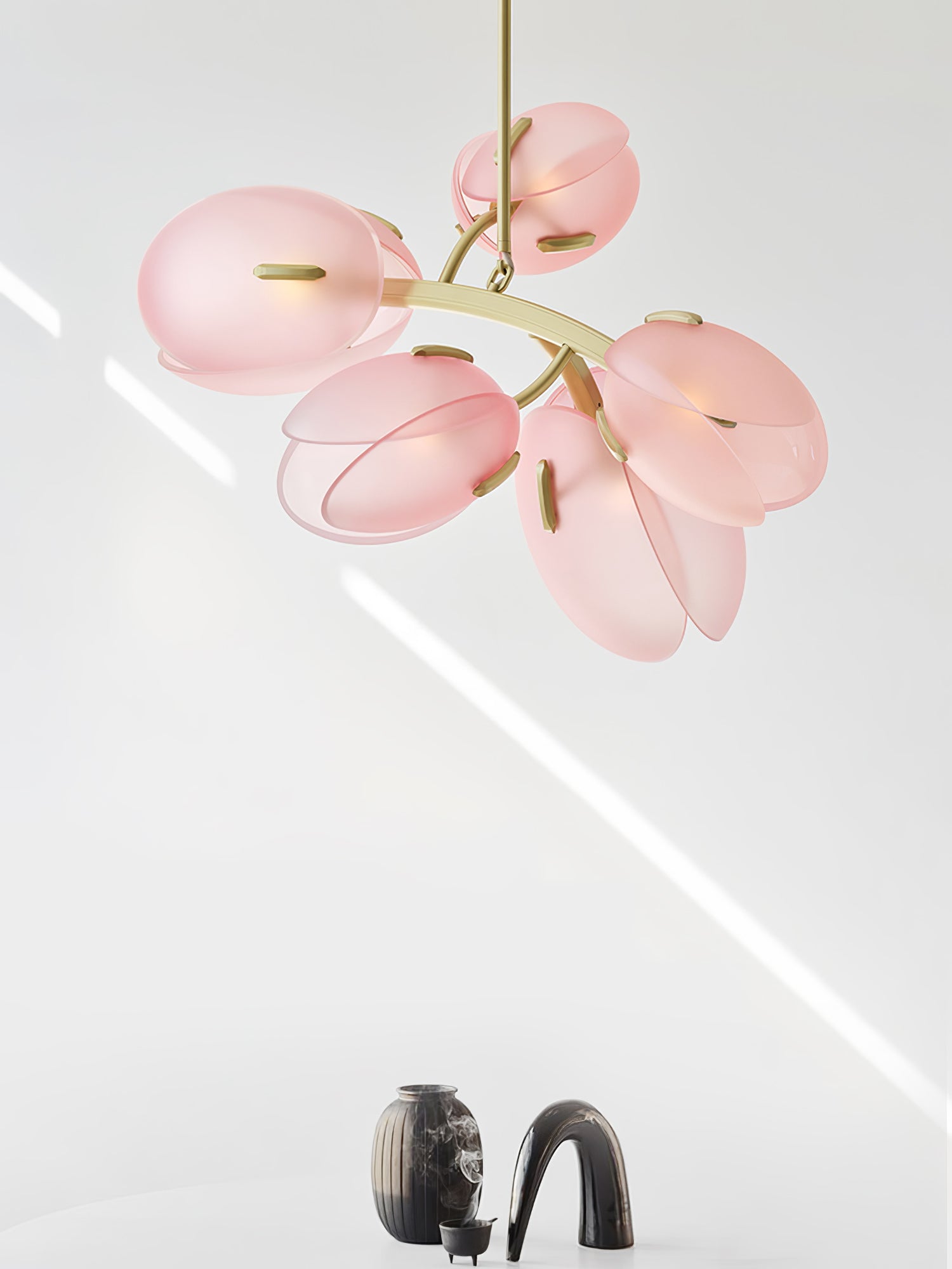Tulip Bud Chandelier | Hand-Blown Glass, Gold Finish & Ideal for Indoor Spaces