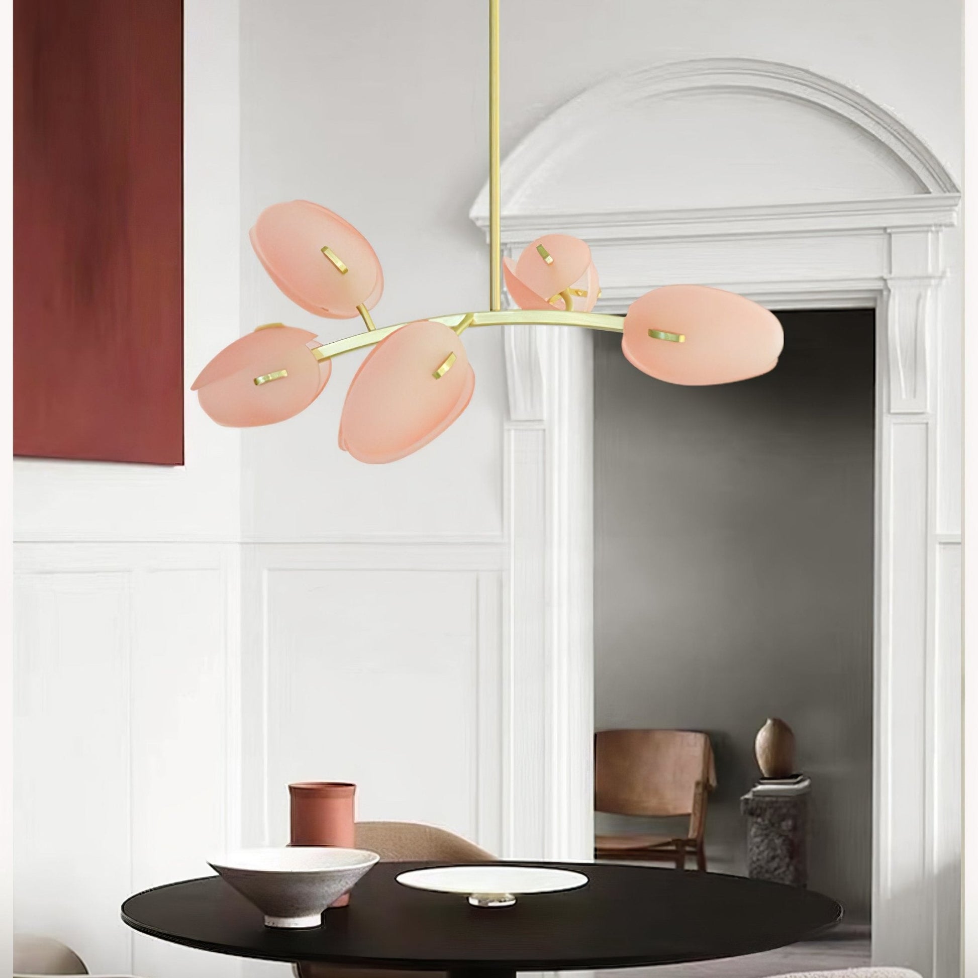 Tulip Bud Chandelier | Hand-Blown Glass, Gold Finish & Ideal for Indoor Spaces