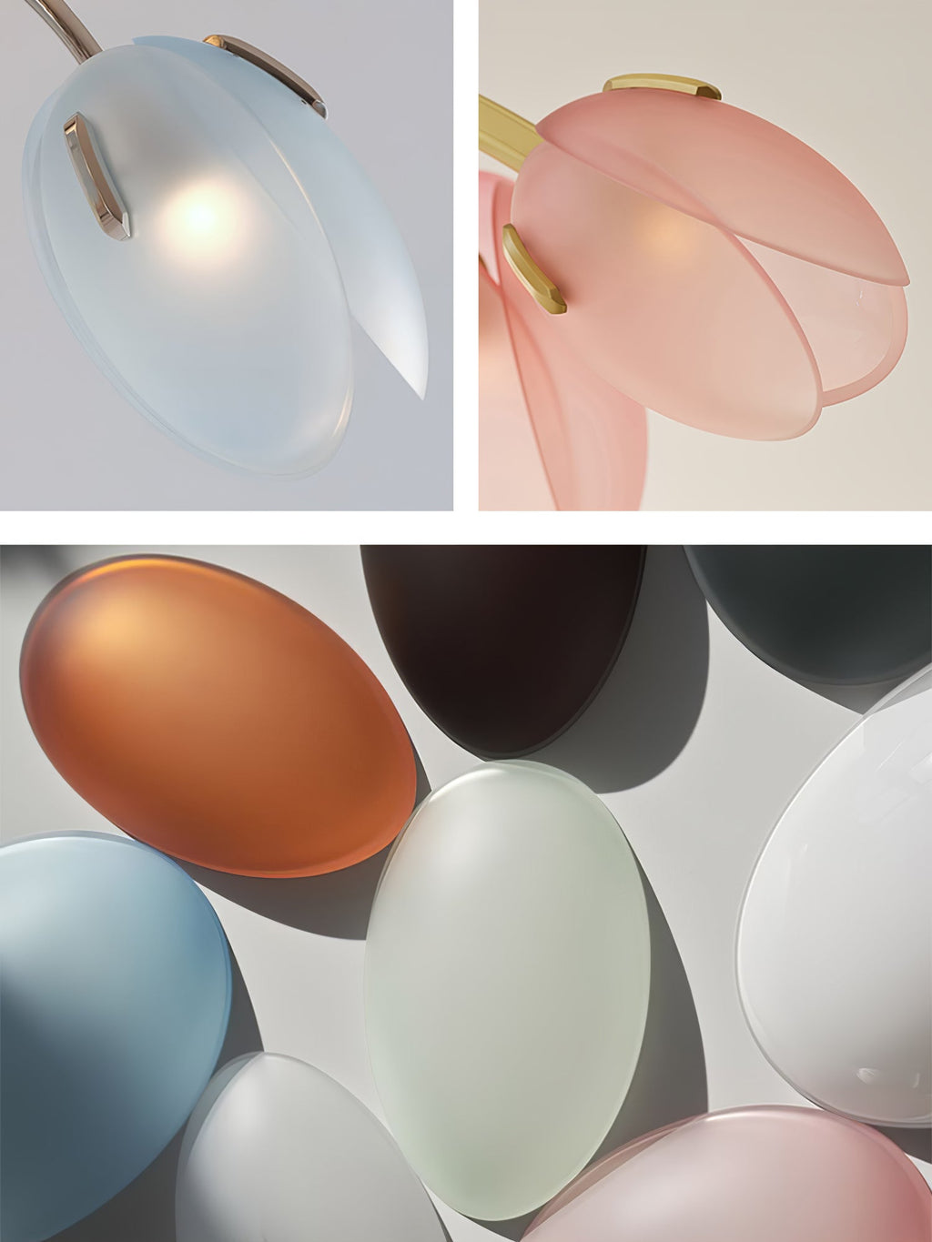 Tulip Bud Chandelier | Hand-Blown Glass, Gold Finish & Ideal for Indoor Spaces