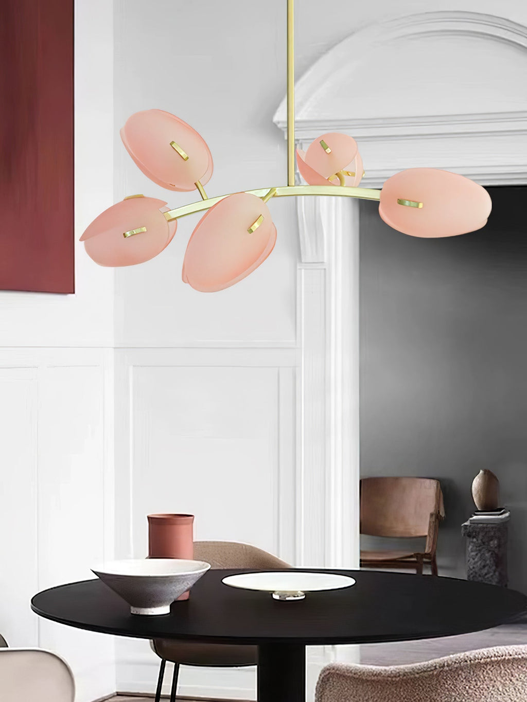 Tulip Bud Chandelier | Hand-Blown Glass, Gold Finish & Ideal for Indoor Spaces