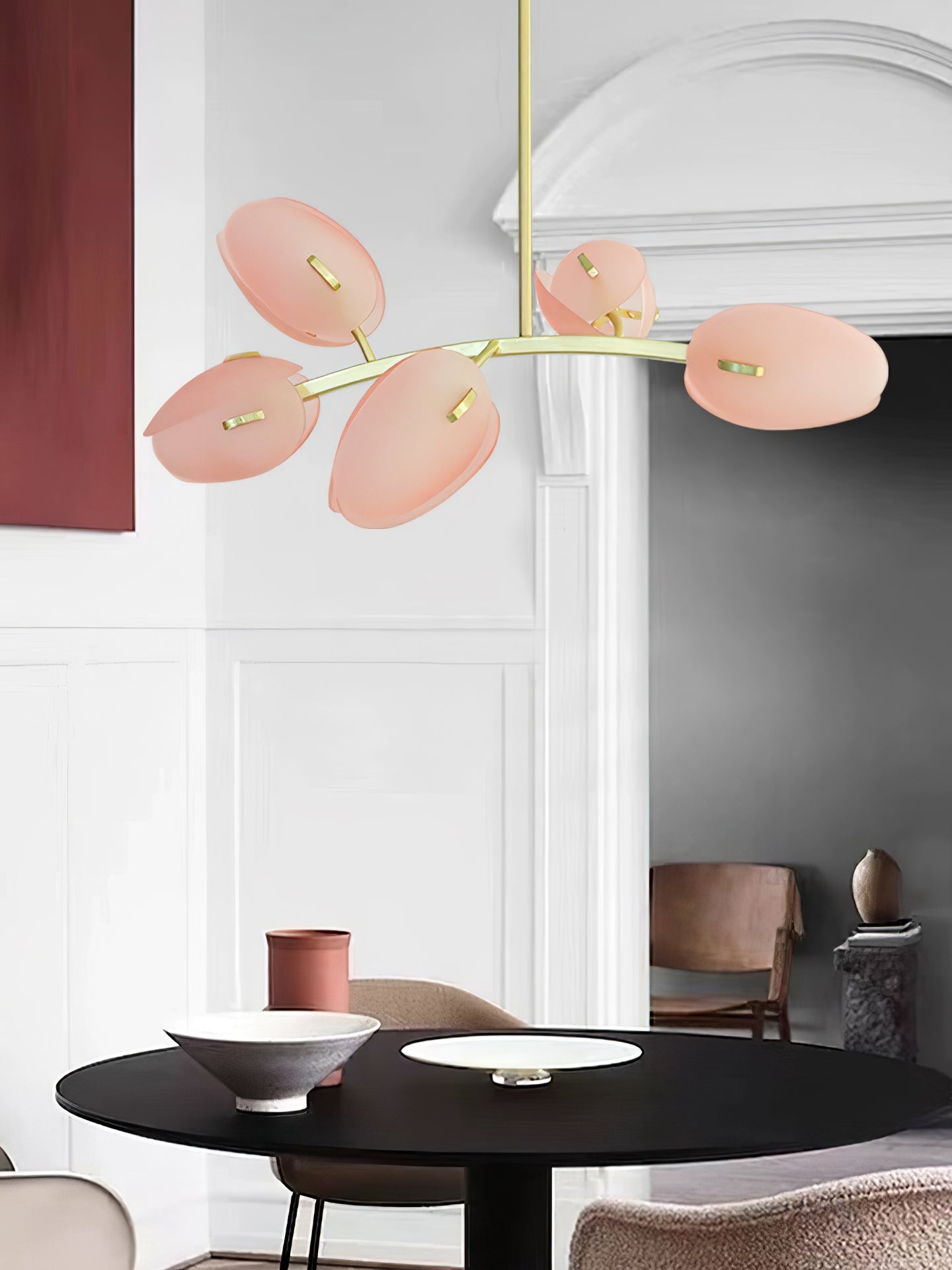 Tulip Bud Chandelier | Hand-Blown Glass, Gold Finish & Ideal for Indoor Spaces