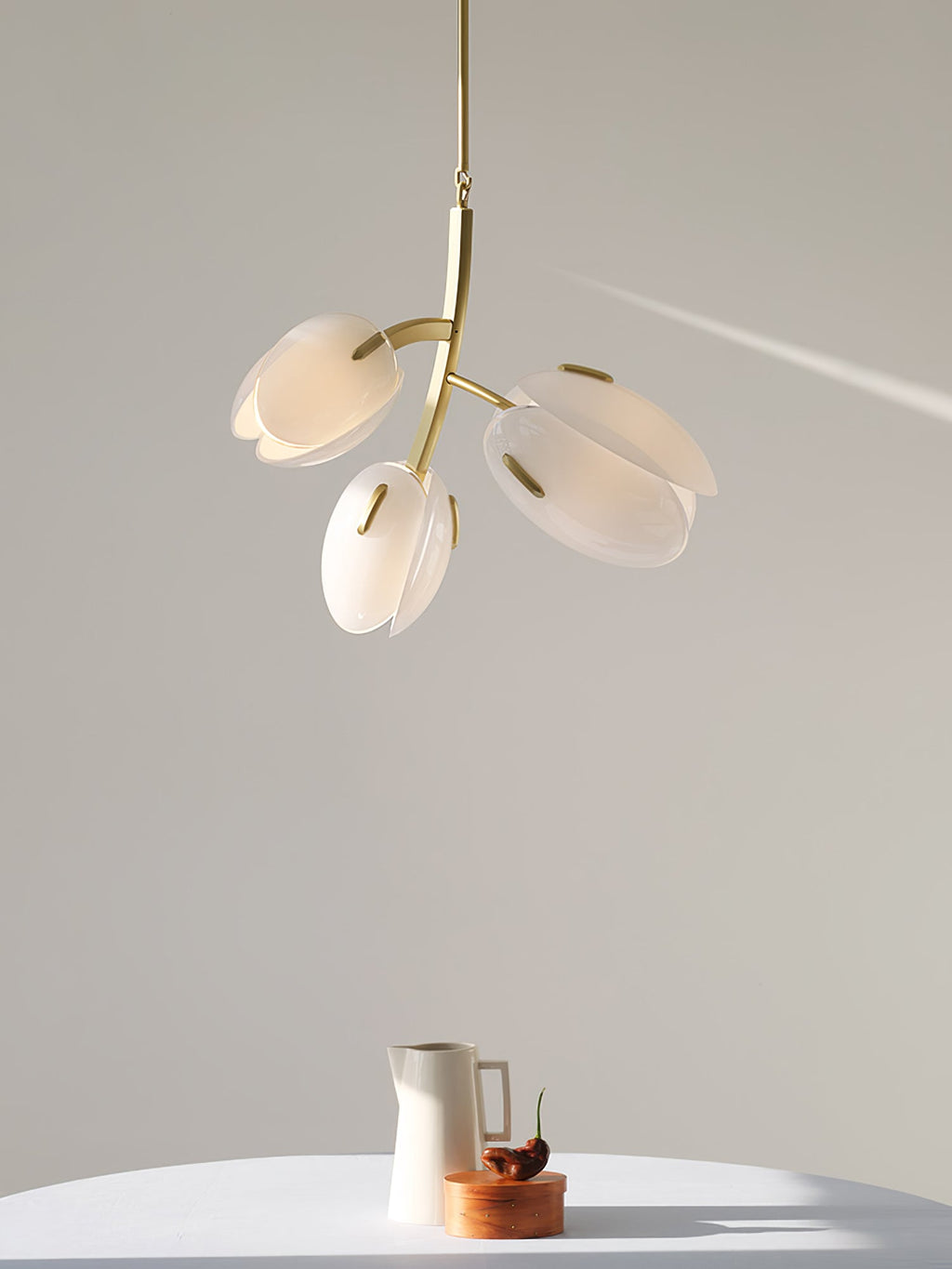 Tulip Bud Chandelier | Hand-Blown Glass, Gold Finish & Ideal for Indoor Spaces