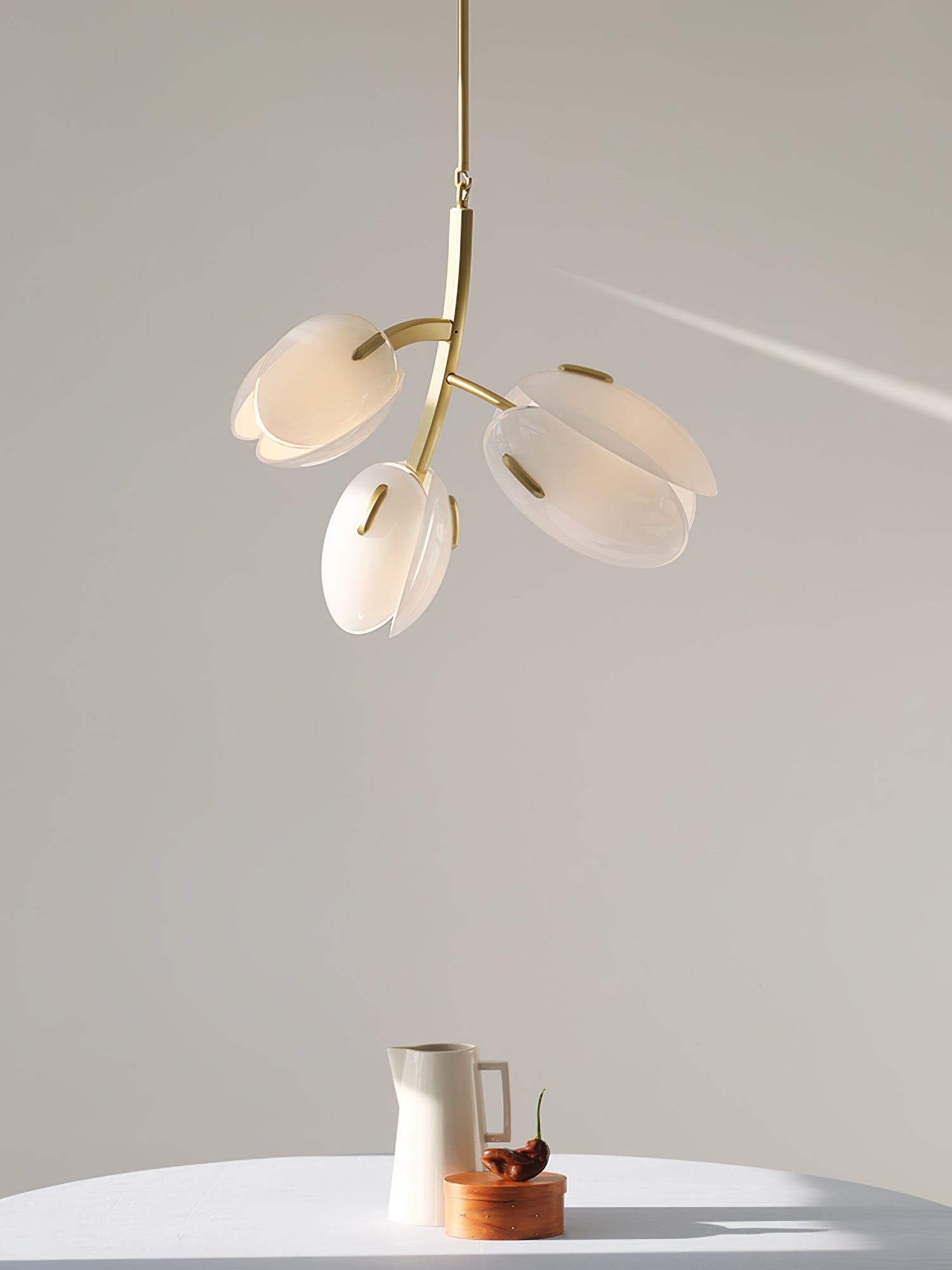 Tulip Bud Chandelier | Hand-Blown Glass, Gold Finish & Ideal for Indoor Spaces
