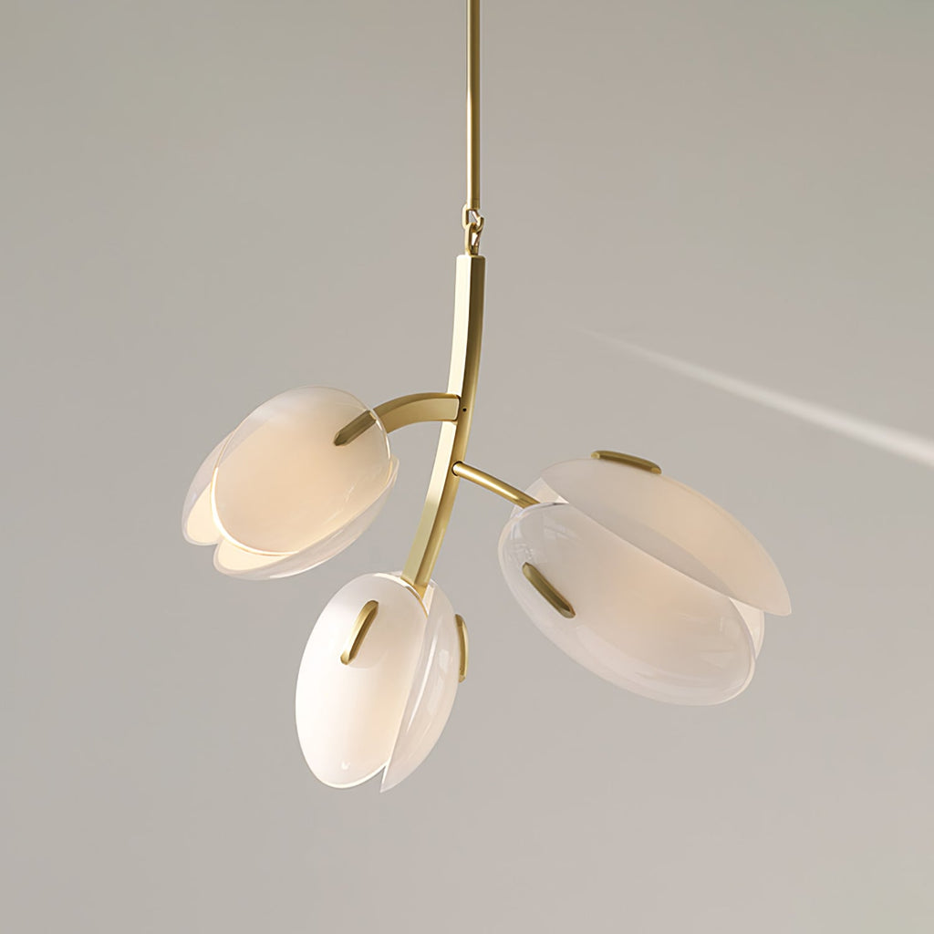 Tulip Bud Chandelier | Hand-Blown Glass, Gold Finish & Ideal for Indoor Spaces