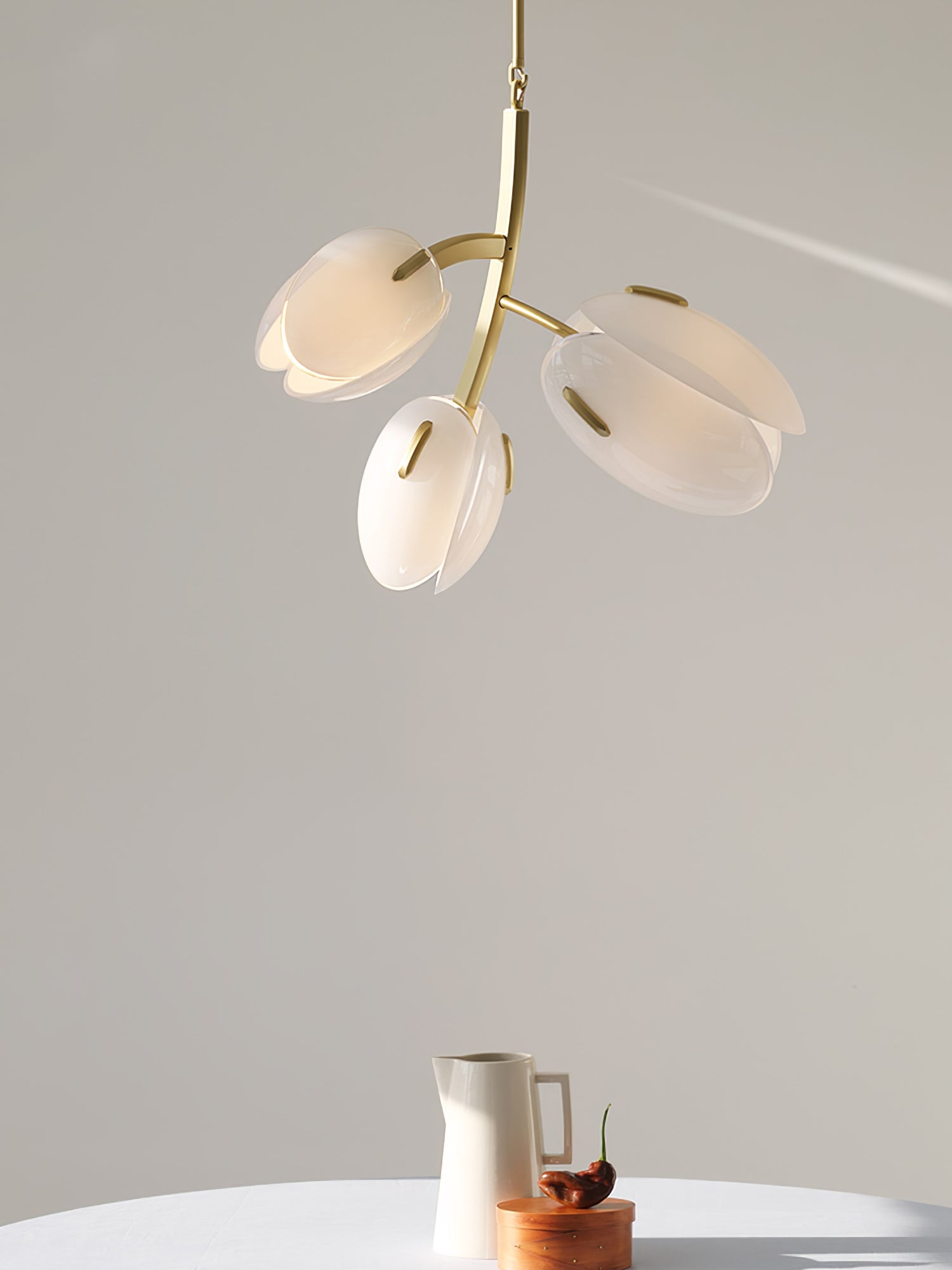 Tulip Bud Chandelier | Hand-Blown Glass, Gold Finish & Ideal for Indoor Spaces