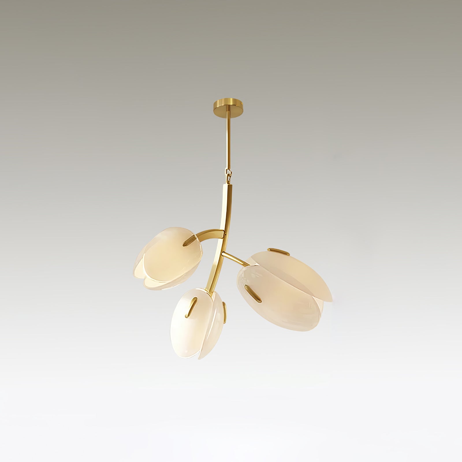 Tulip Bud Chandelier | Hand-Blown Glass, Gold Finish & Ideal for Indoor Spaces