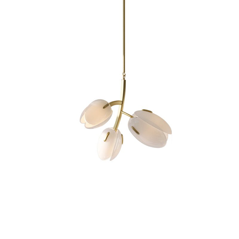 Tulip Bud Chandelier | Hand-Blown Glass, Gold Finish & Ideal for Indoor Spaces