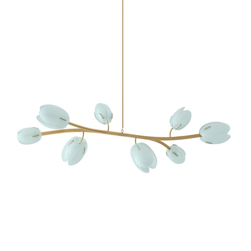 Tulip Bud Chandelier | Hand-Blown Glass, Gold Finish & Ideal for Indoor Spaces