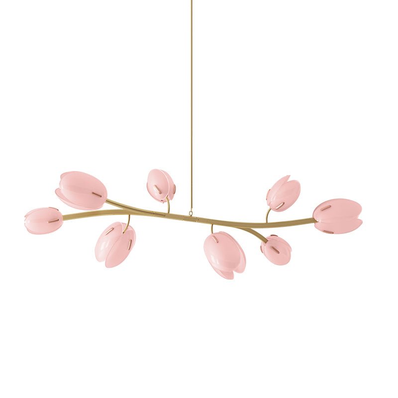 Tulip Bud Chandelier | Hand-Blown Glass, Gold Finish & Ideal for Indoor Spaces