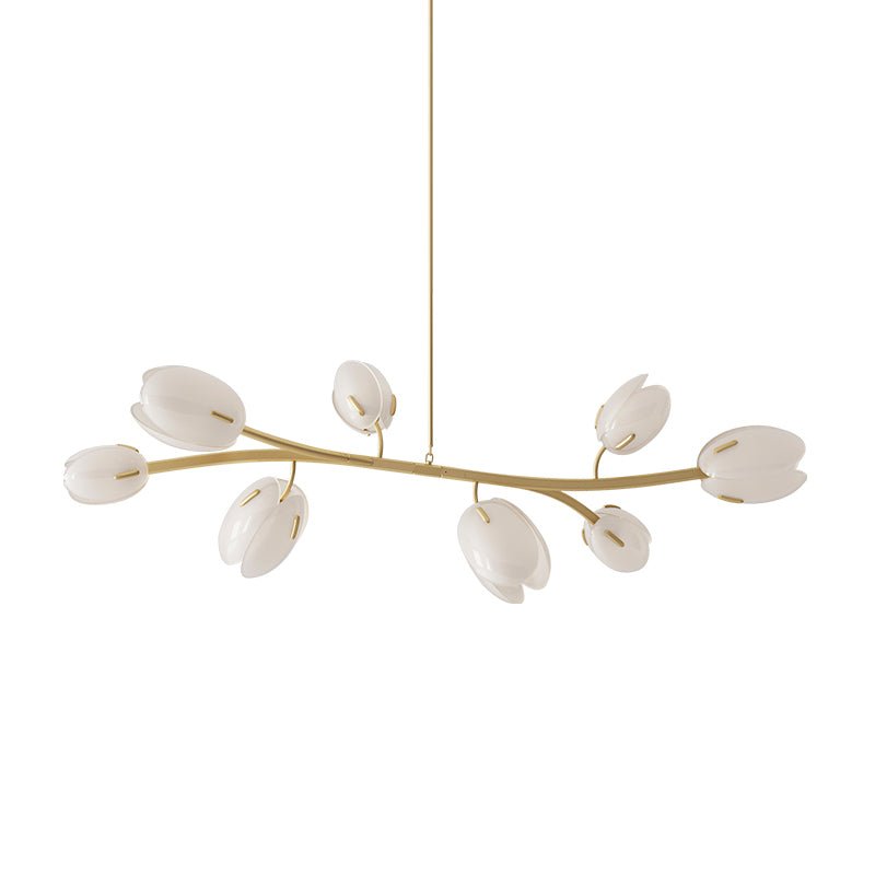 Tulip Bud Chandelier | Hand-Blown Glass, Gold Finish & Ideal for Indoor Spaces