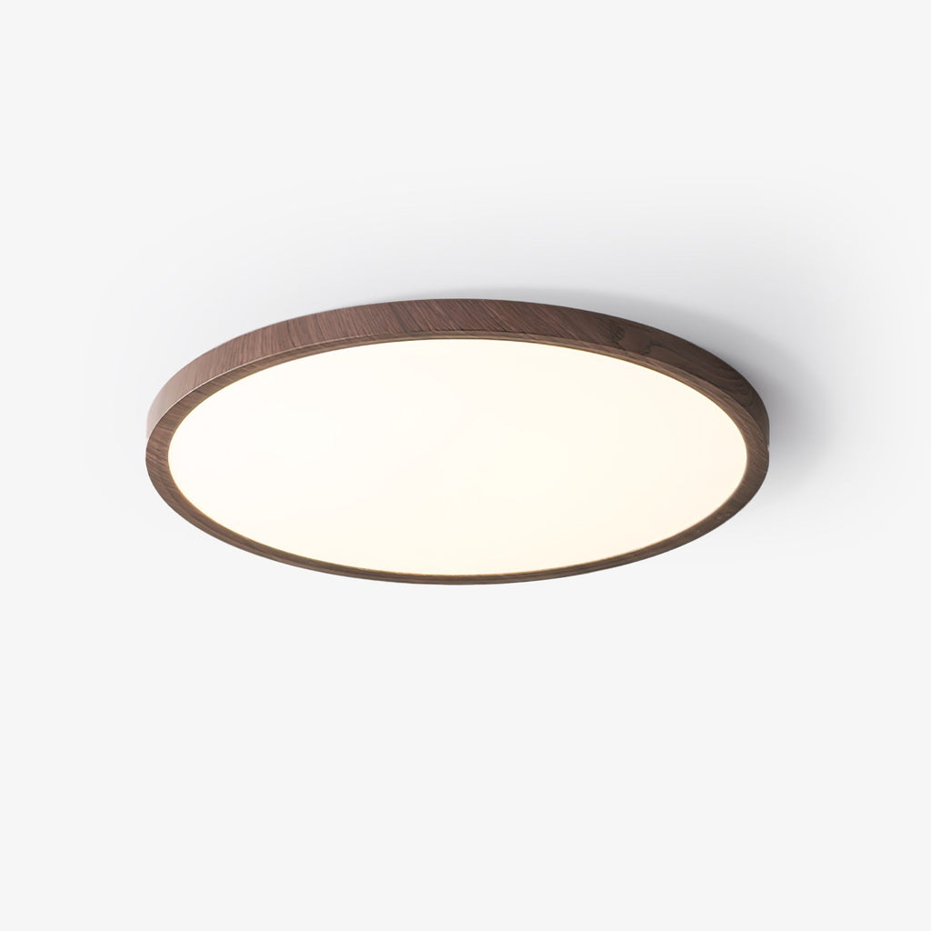 Ultrathin Round Ceiling Light | Acrylic, Walnut Wood Finish & Damp-Rated for Indoor Use in Kitchens and Bathrooms