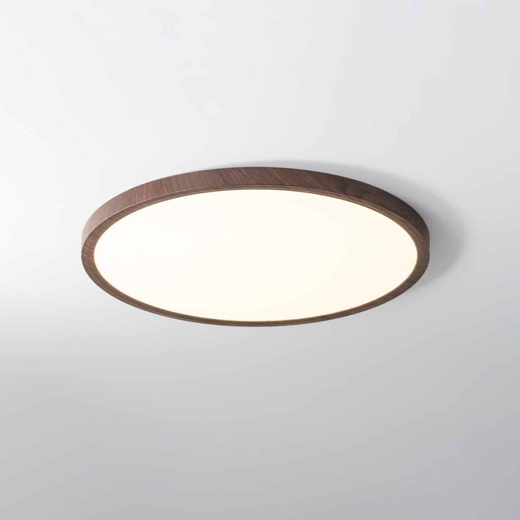 Ultrathin Round Ceiling Light | Acrylic, Walnut Wood Finish & Damp-Rated for Indoor Use in Kitchens and Bathrooms