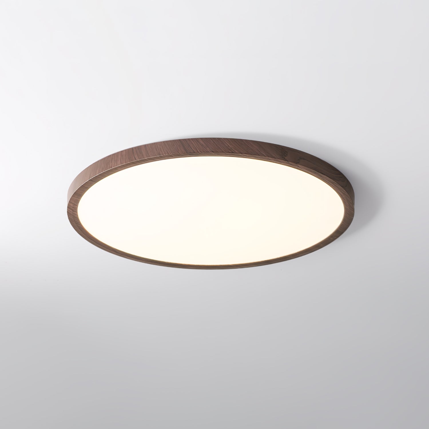 Ultrathin Round Ceiling Light | Acrylic, Walnut Wood Finish & Damp-Rated for Indoor Use in Kitchens and Bathrooms