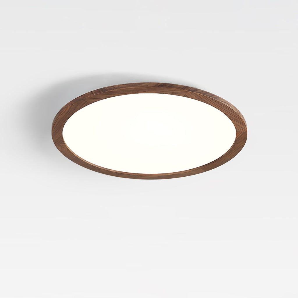 Ultrathin Round Ceiling Light | Acrylic, Walnut Wood Finish & Damp-Rated for Indoor Use in Kitchens and Bathrooms