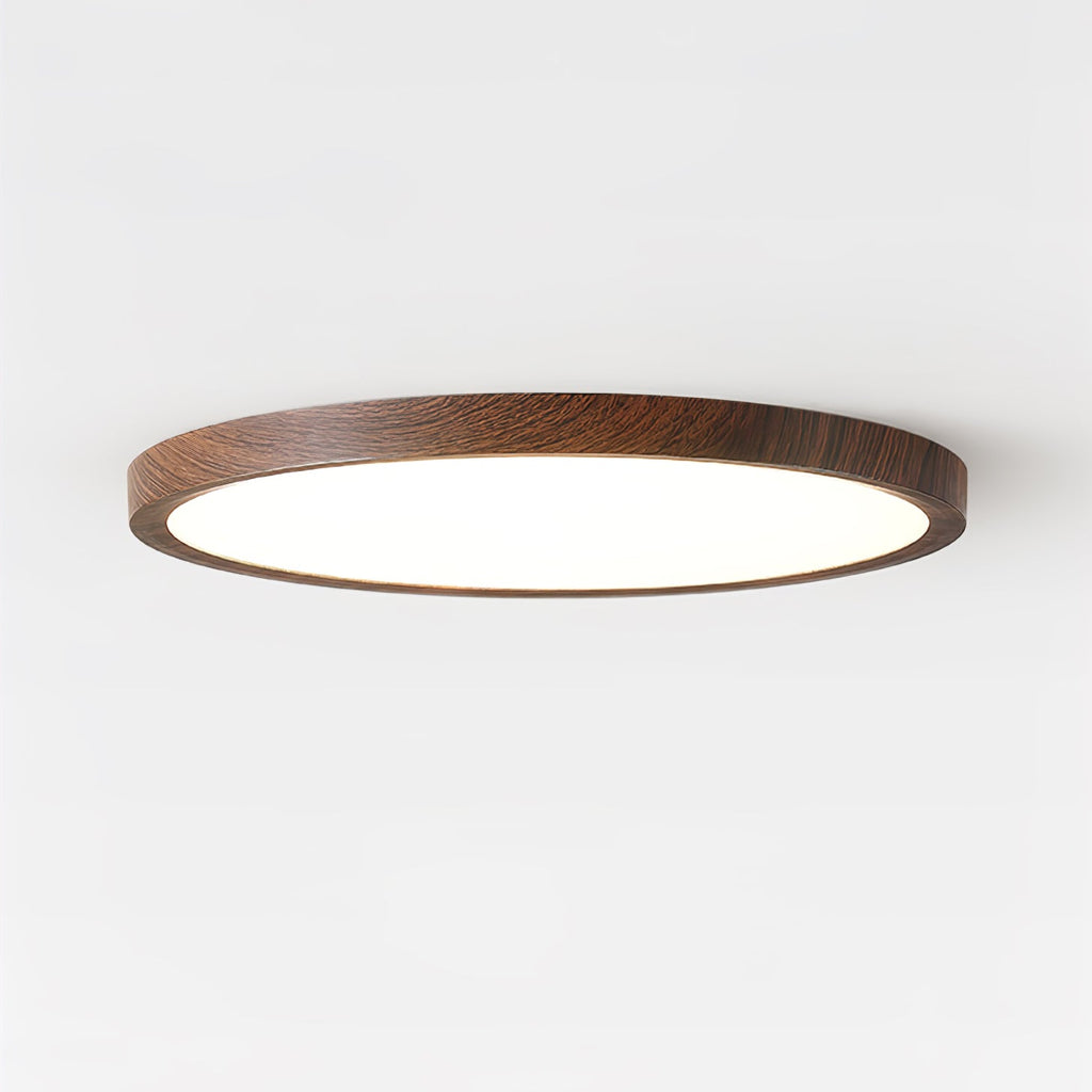 Ultrathin Round Ceiling Light | Acrylic, Walnut Wood Finish & Damp-Rated for Indoor Use in Kitchens and Bathrooms