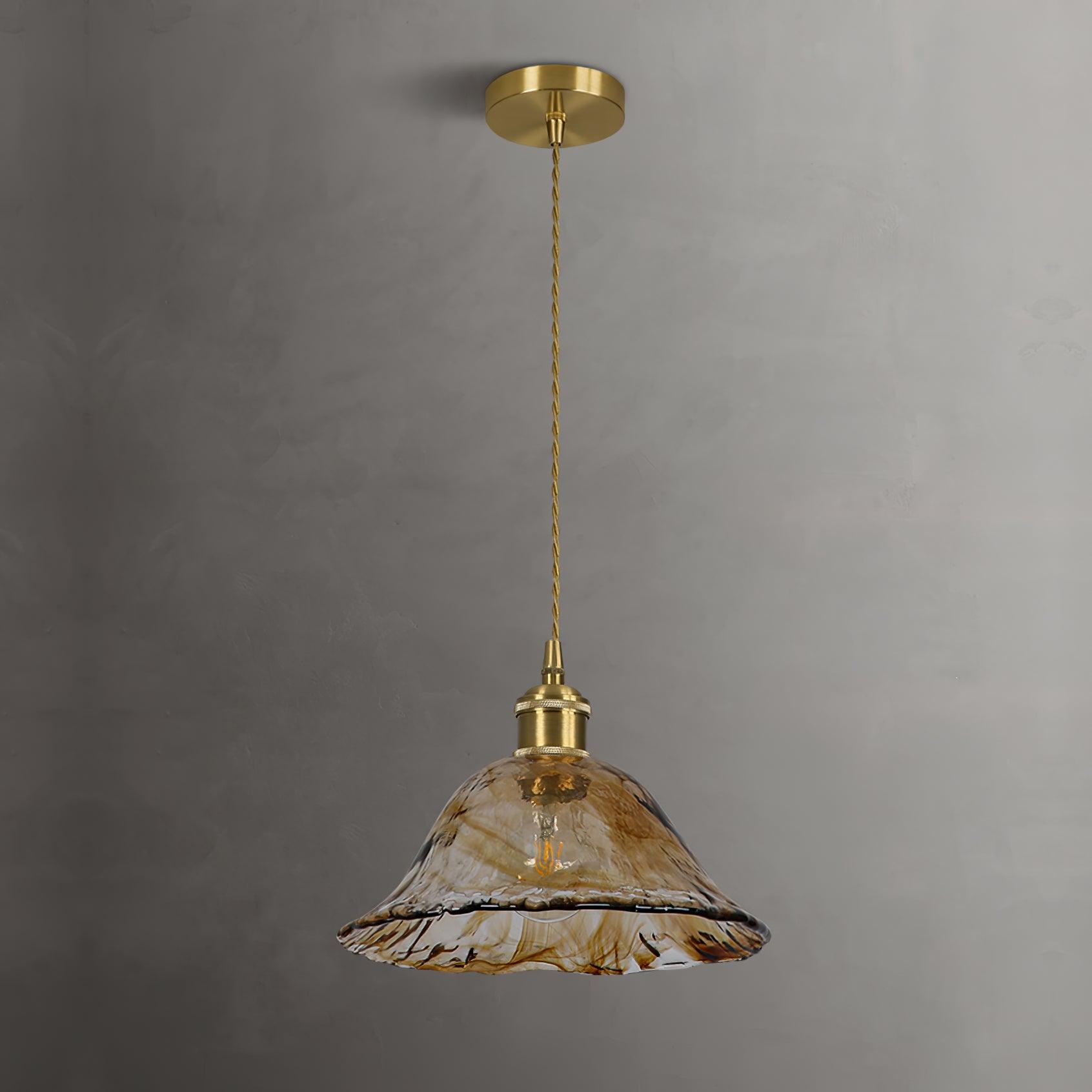 Vintage Brass & Glass Pendant Light | Cozy, Rustic Design for Indoor Spaces & Ambient Lighting