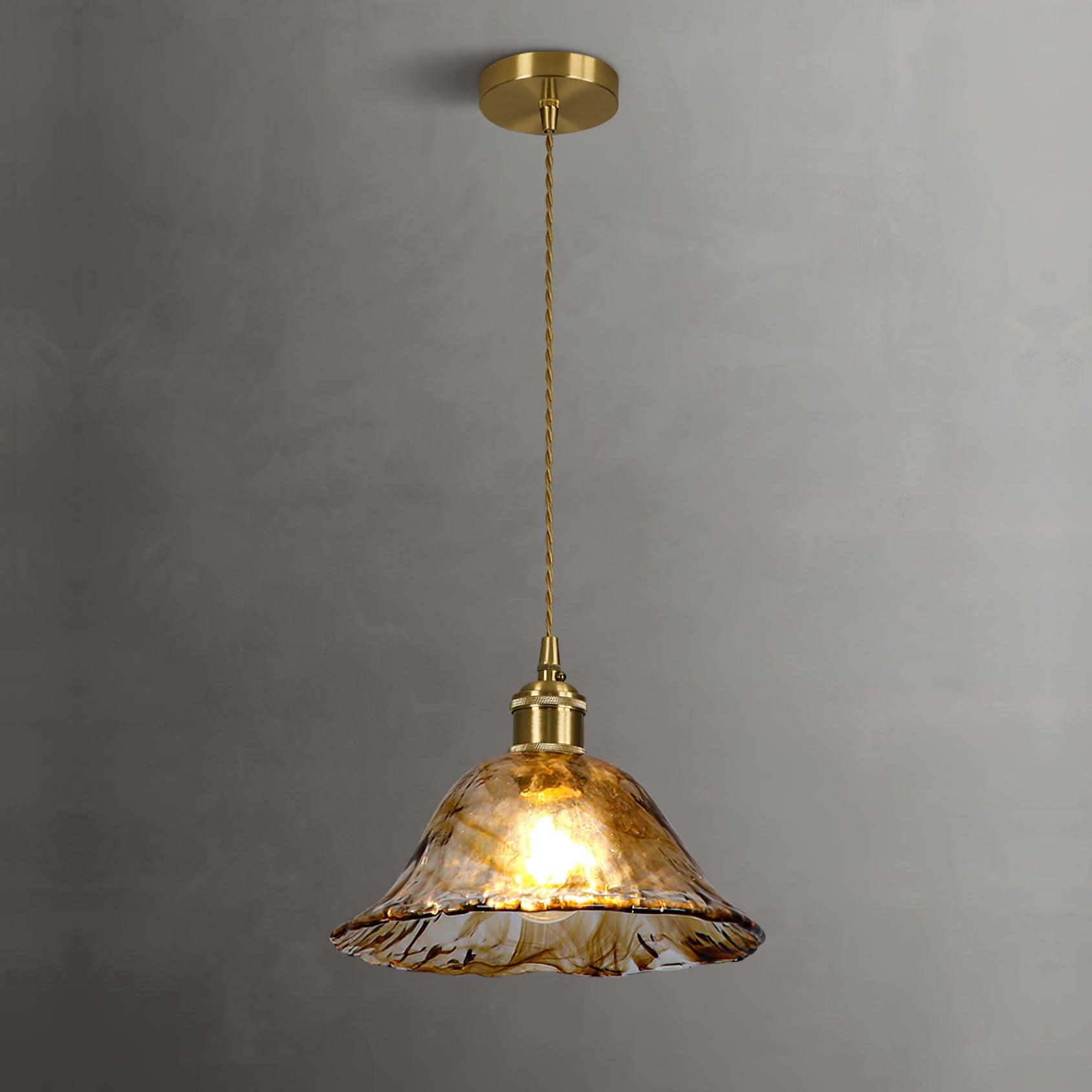 Vintage Brass & Glass Pendant Light | Cozy, Rustic Design for Indoor Spaces & Ambient Lighting