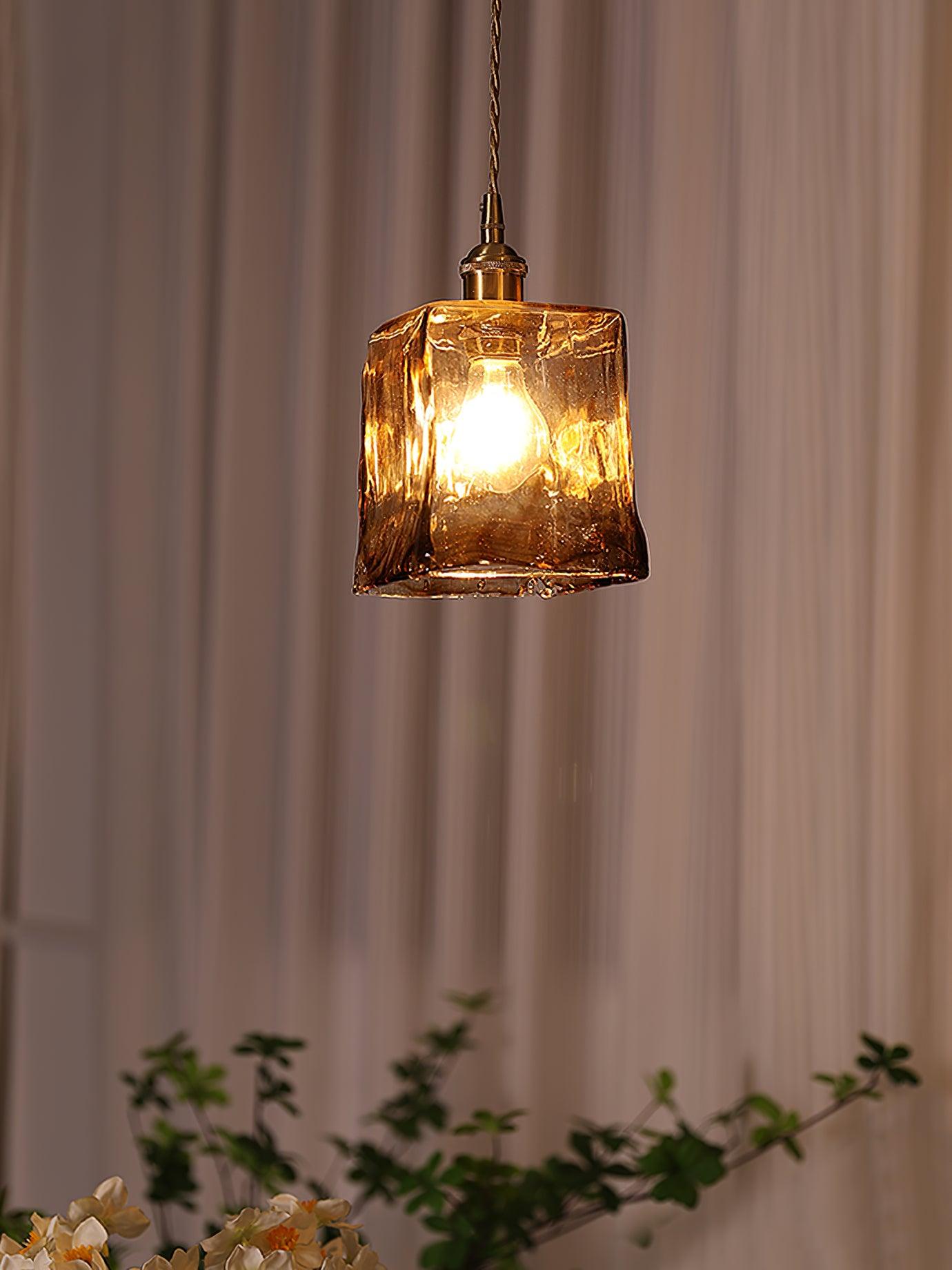 Vintage Brass & Glass Pendant Light | Cozy, Rustic Design for Indoor Spaces & Ambient Lighting