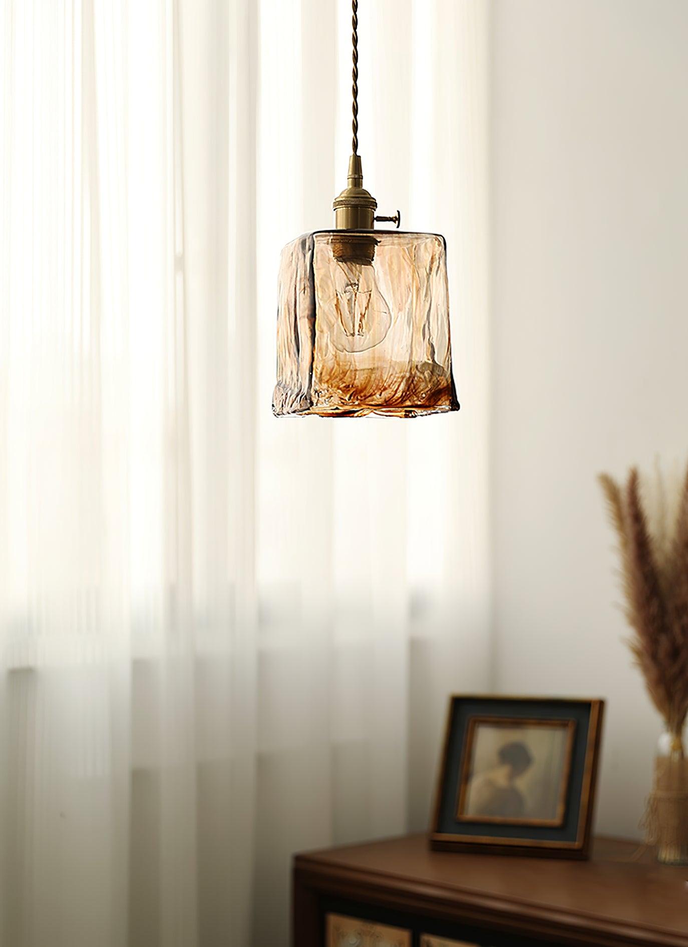 Vintage Brass & Glass Pendant Light | Cozy, Rustic Design for Indoor Spaces & Ambient Lighting
