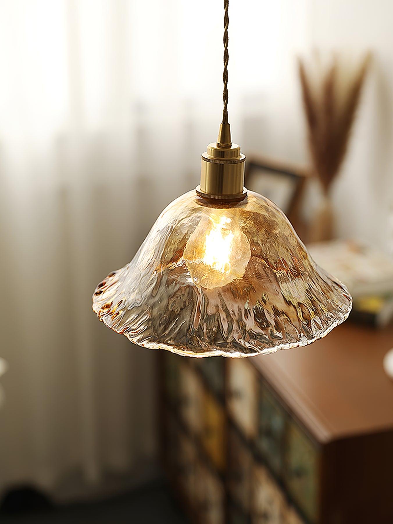 Vintage Brass & Glass Pendant Light | Cozy, Rustic Design for Indoor Spaces & Ambient Lighting