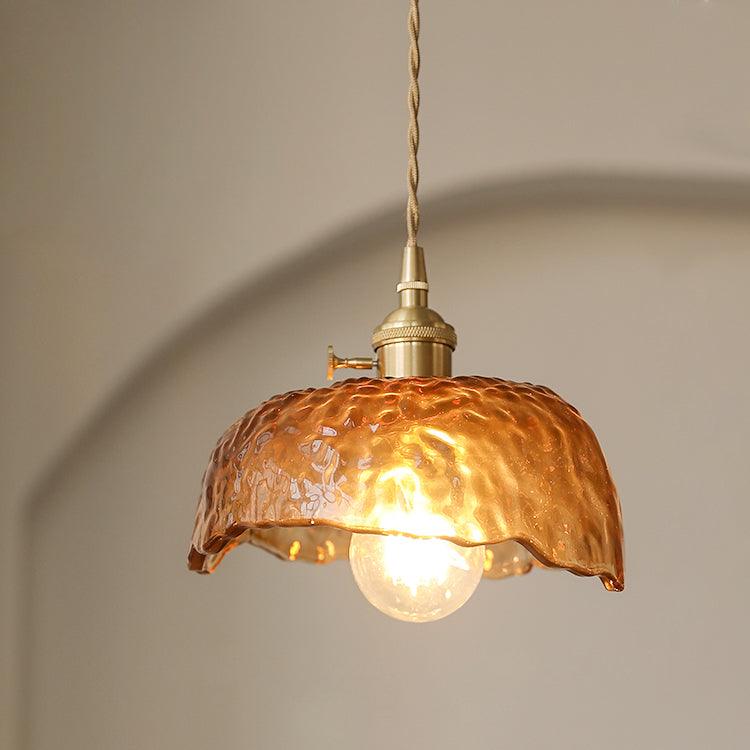 Vintage Brass & Glass Pendant Light | Cozy, Rustic Design for Indoor Spaces & Ambient Lighting