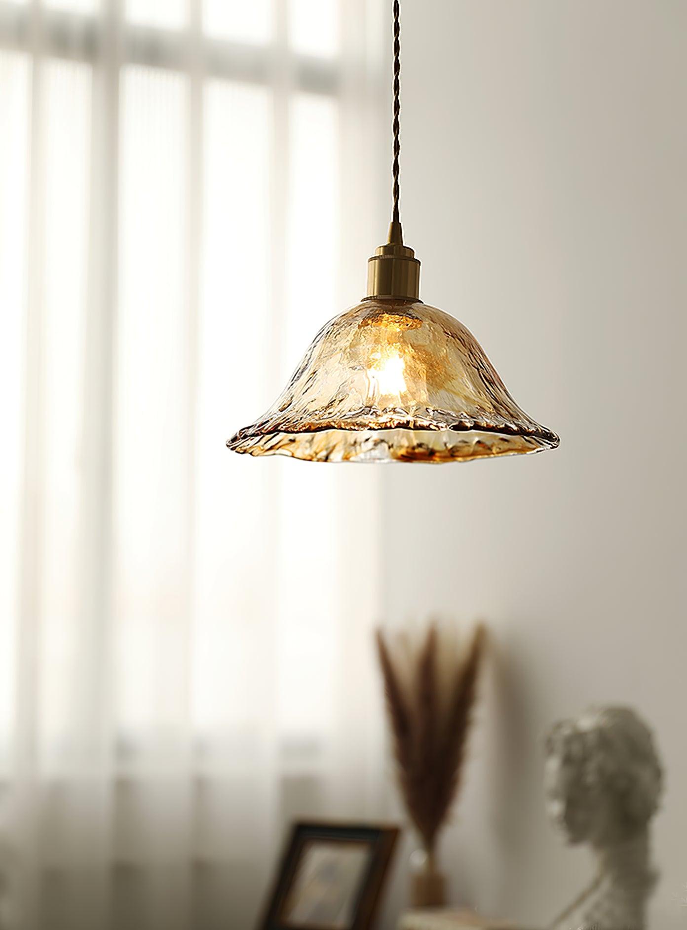 Vintage Brass & Glass Pendant Light | Cozy, Rustic Design for Indoor Spaces & Ambient Lighting
