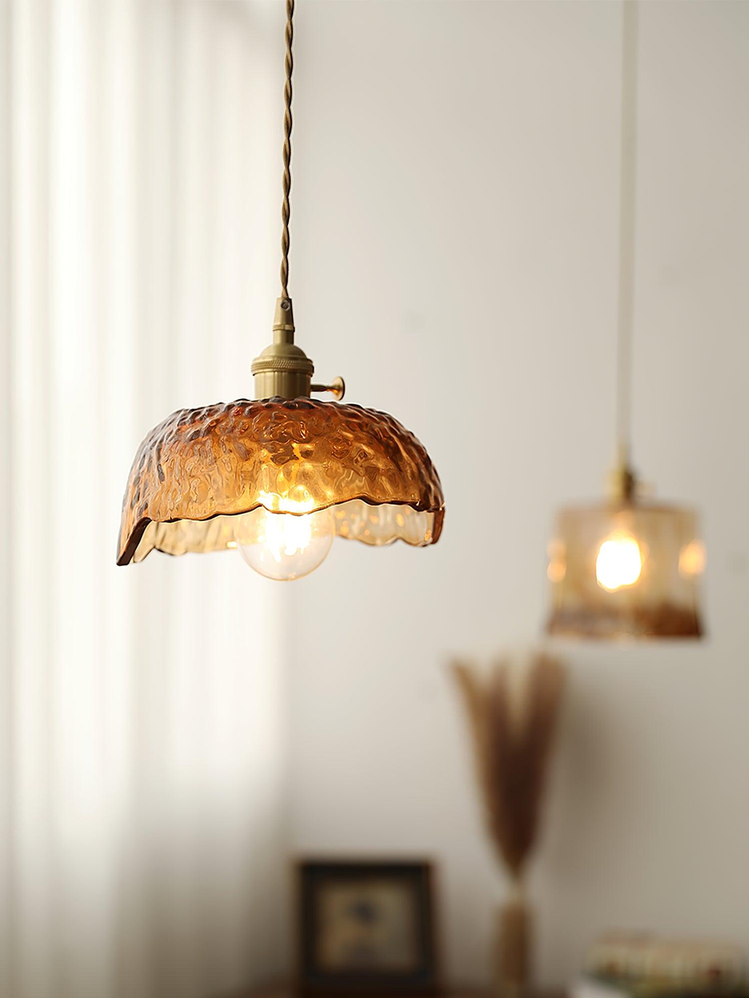 Vintage Brass & Glass Pendant Light | Cozy, Rustic Design for Indoor Spaces & Ambient Lighting