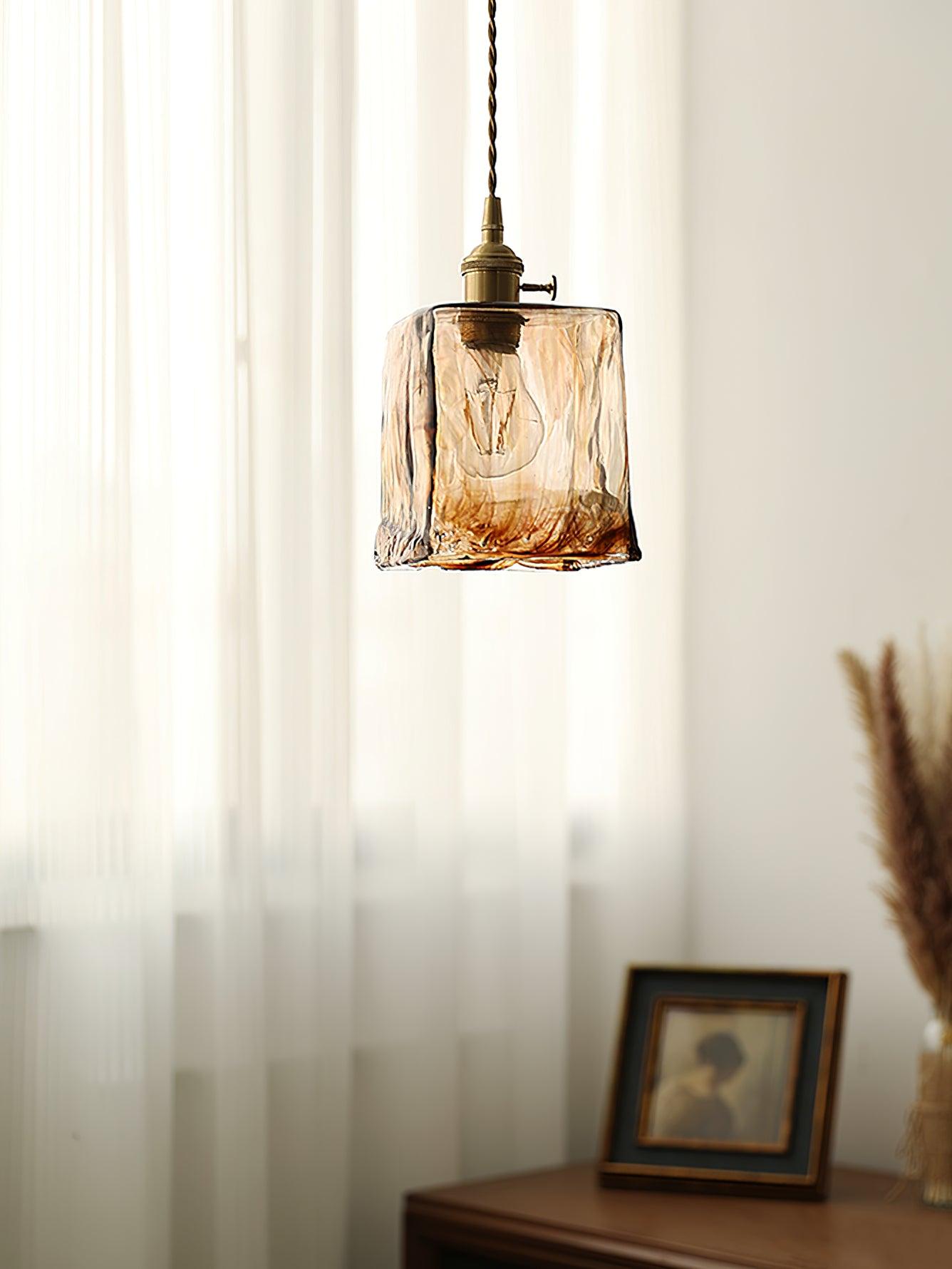 Vintage Brass & Glass Pendant Light | Cozy, Rustic Design for Indoor Spaces & Ambient Lighting