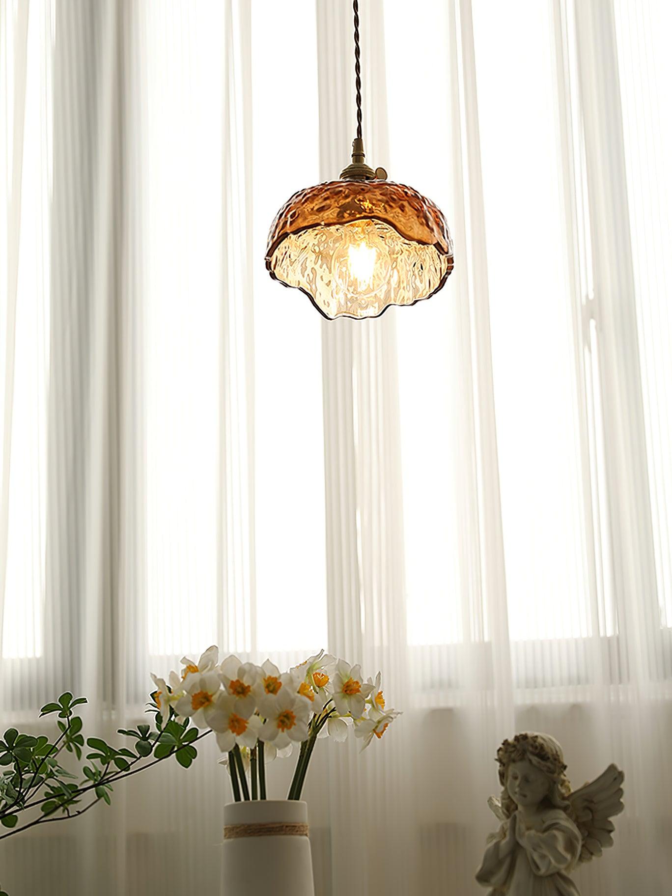 Vintage Brass & Glass Pendant Light | Cozy, Rustic Design for Indoor Spaces & Ambient Lighting