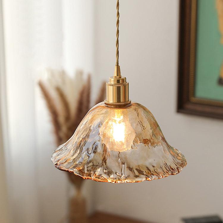 Vintage Brass & Glass Pendant Light | Cozy, Rustic Design for Indoor Spaces & Ambient Lighting