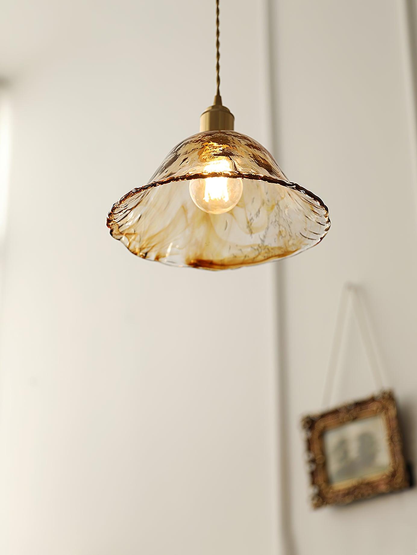 Vintage Brass & Glass Pendant Light | Cozy, Rustic Design for Indoor Spaces & Ambient Lighting