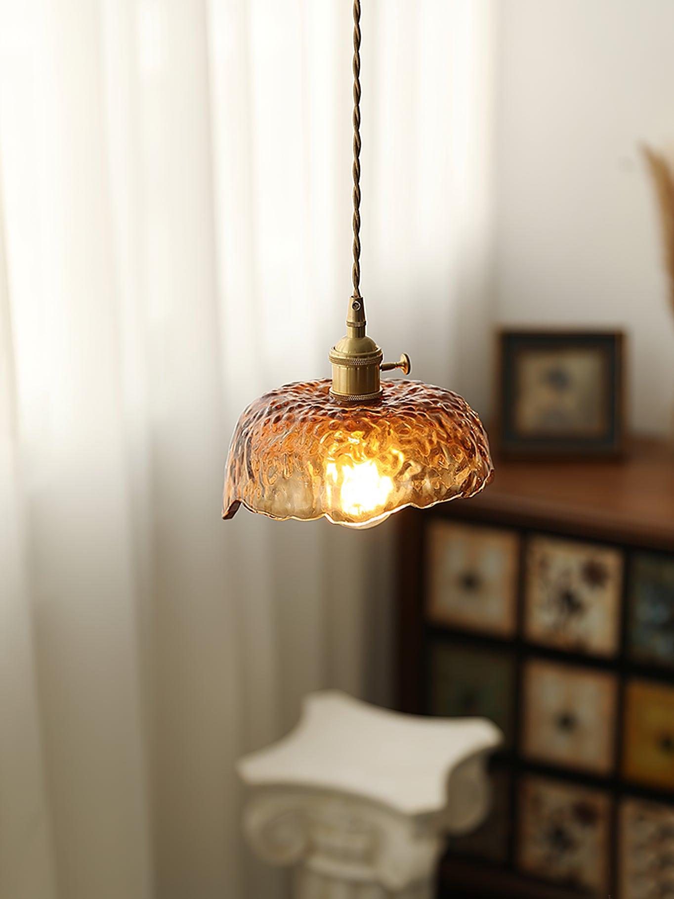 Vintage Brass & Glass Pendant Light | Cozy, Rustic Design for Indoor Spaces & Ambient Lighting