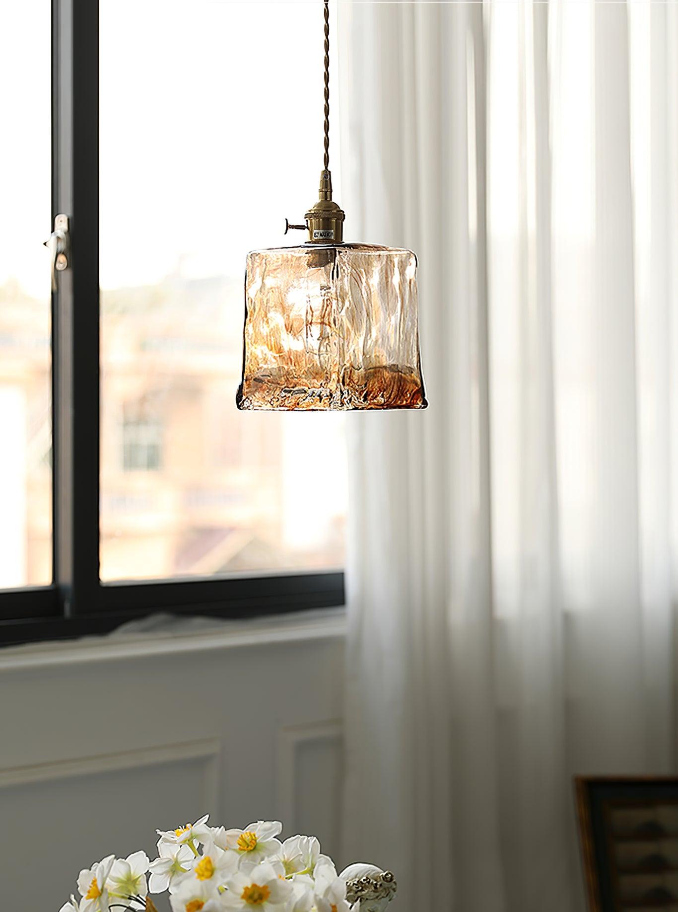 Vintage Brass & Glass Pendant Light | Cozy, Rustic Design for Indoor Spaces & Ambient Lighting