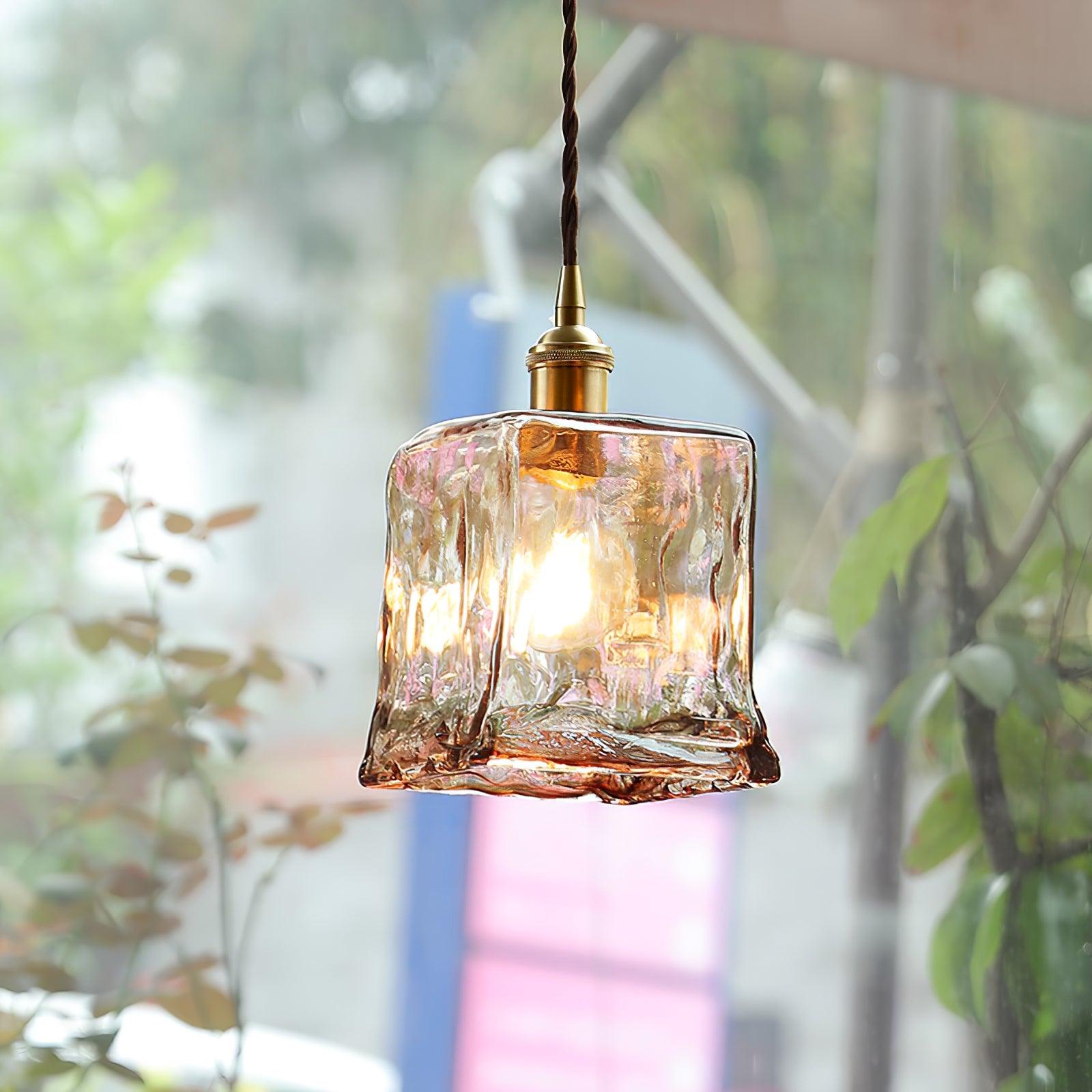 Vintage Brass & Glass Pendant Light | Cozy, Rustic Design for Indoor Spaces & Ambient Lighting