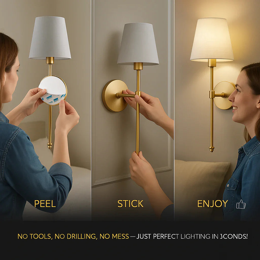 LED Wireless Fabric Wall Light Set of 2 with Free Bulbs - Modern Wall Sconces for Living Room, Bedroom, and Hallway Lighting