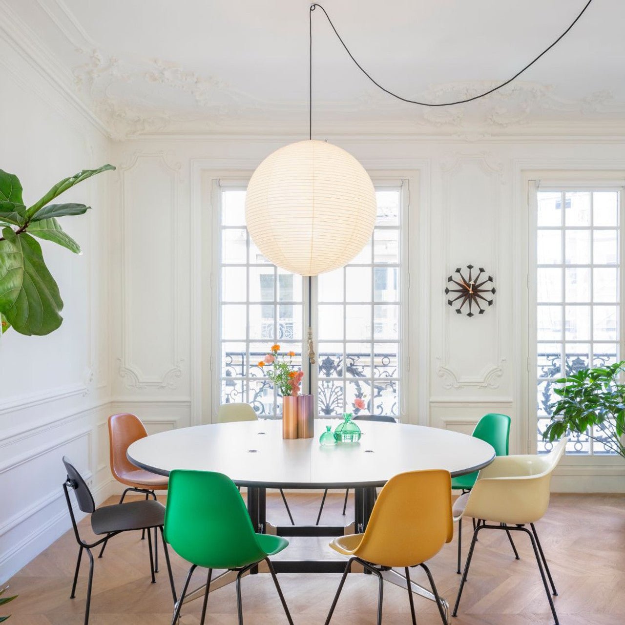 Pendant Swag Light | Handmade Mulberry Paper, Mid-Century Modern Design for Indoor Spaces