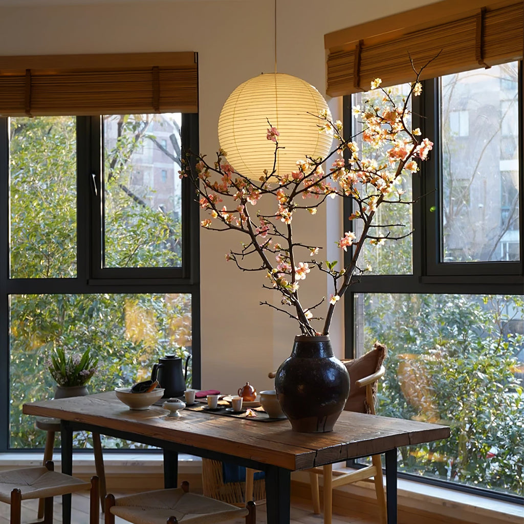 Pendant Swag Light | Handmade Mulberry Paper, Mid-Century Modern Design for Indoor Spaces