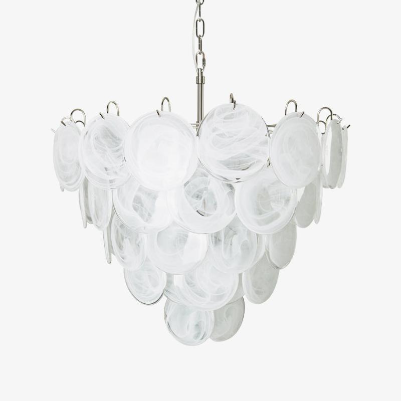 Murano Glass Disc Chandelier - Modern Pendant Light Fixture for Dining Room & Living Room Decor