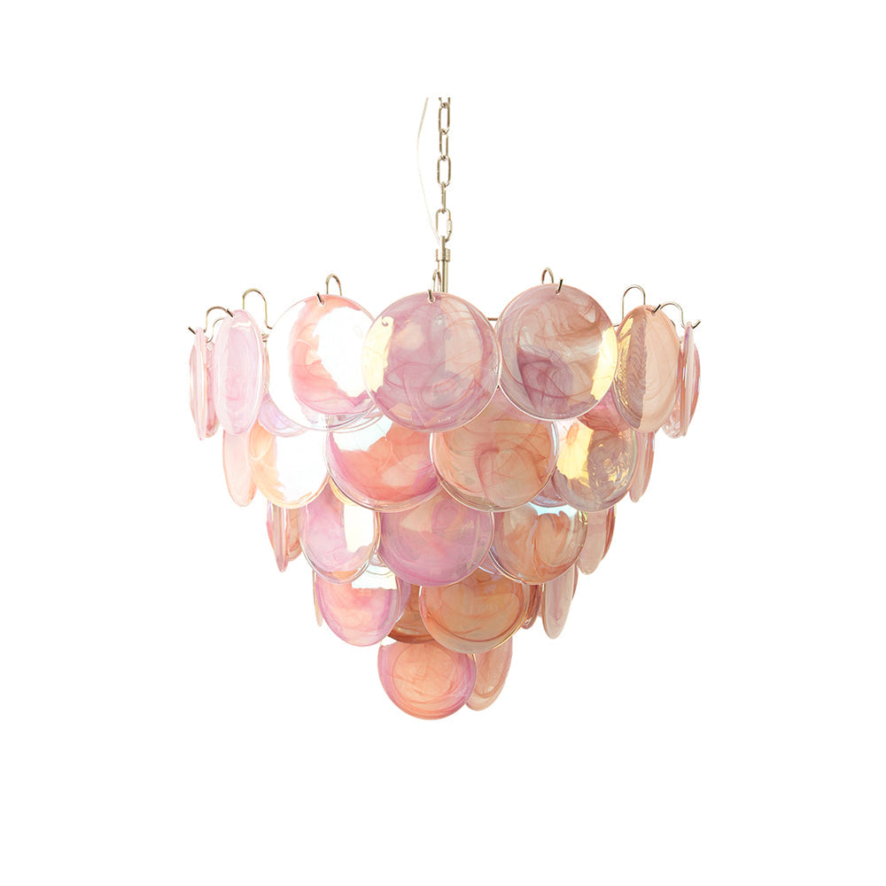 Murano Glass Disc Chandelier - Modern Pendant Light Fixture for Dining Room & Living Room Decor