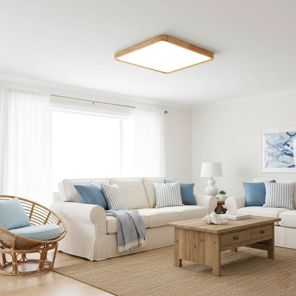 Wooden Geometric Ceiling Light | Adjustable LED, Natural Wood & Acrylic Shades for Modern Home Decor