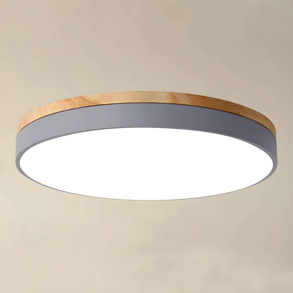 LED Circular Wood Ceiling Lamp - Rustic Design for Living Room & Dining Room Lighting