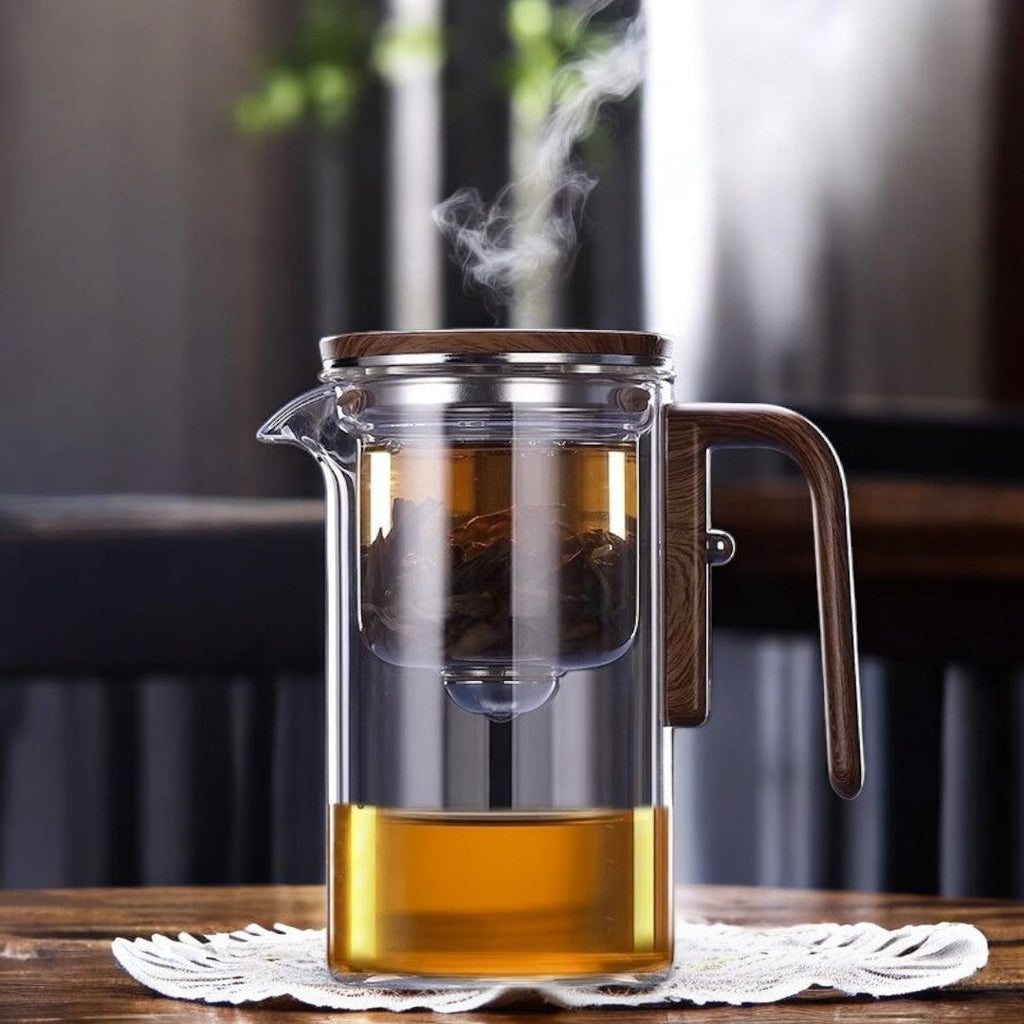 Elegant Tea Kettle & Steeper for Loose Leaf, Premium Glass Tea Pot with Infuser and Magnetic Filtration
